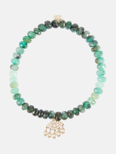 Evil Eye Fringe 14kt gold bracelet with diamonds