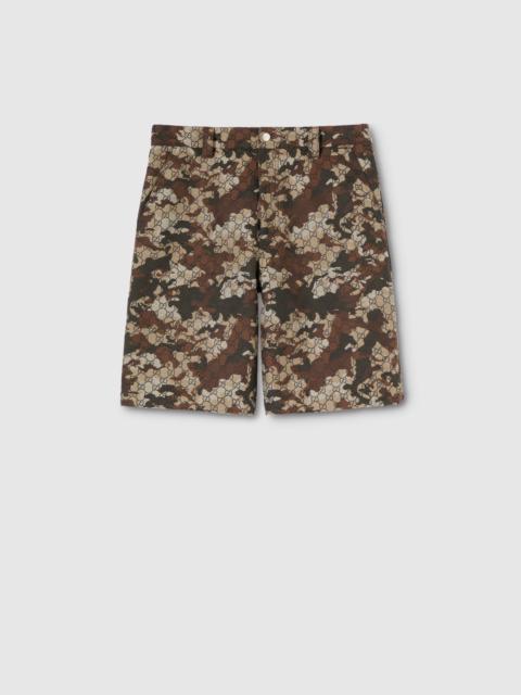 GG marbled cotton denim jacquard pants