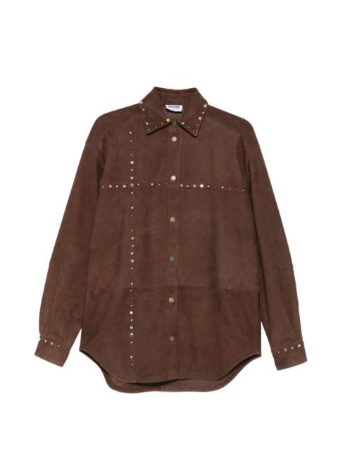 stud-embellishment suede shirt