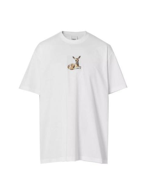 Burberry Deer Print Cotton Oversized Deerlet Printing Male White 80223701