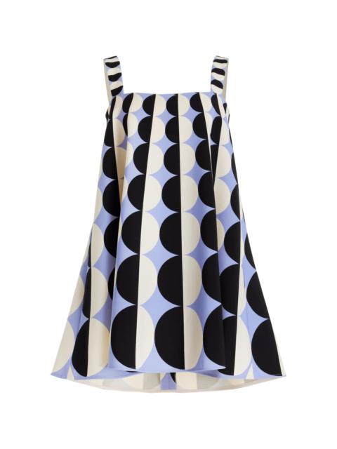 Printed Stretch-Wool Mini Dress light blue