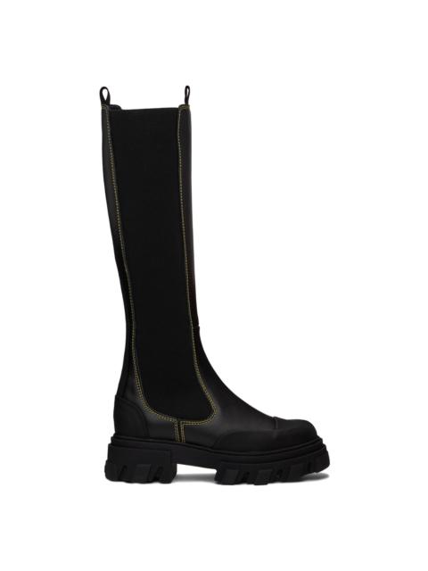 Black Cleated High Chelsea Boots