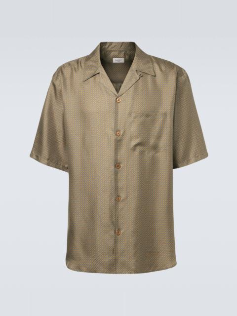 Printed silk satin bowling shirt