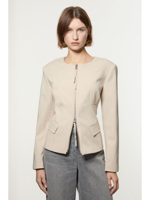 Tailored Viscose Zip Through Multi Stitch Jacket