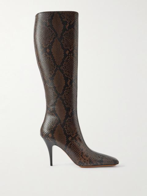 Vegan Snake-effect Knee Boots
