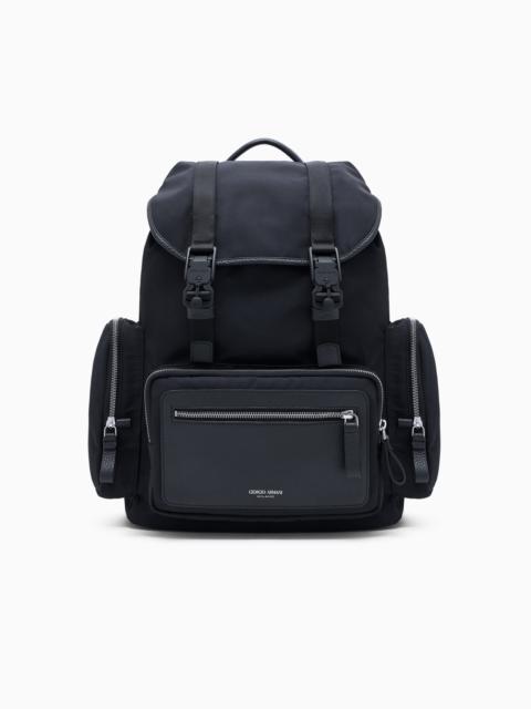 Recycled-nylon and pebbled-leather backpack ASV