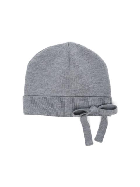 bow-embellished beanie hat