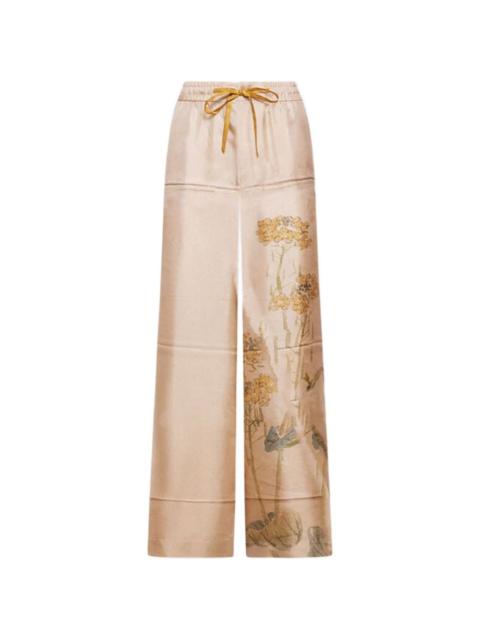 floral-print drawstring trousers