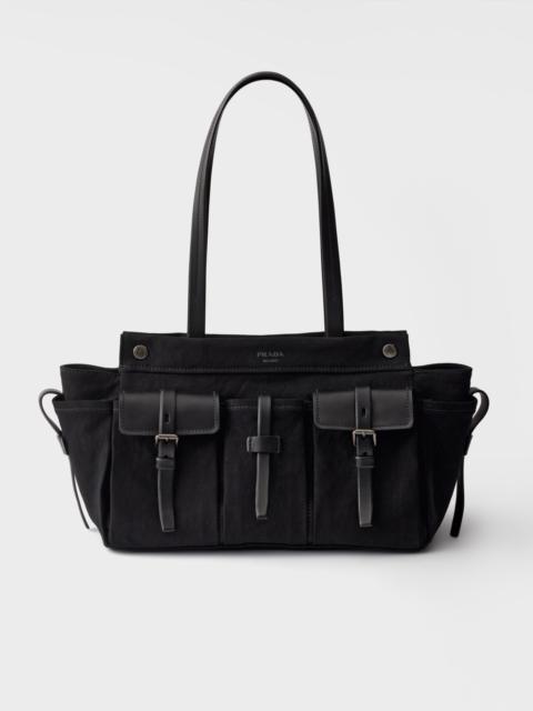 Prada Route large canvas and leather tote bag