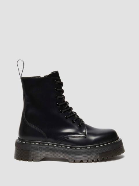 Jadon White Stitch Smooth Leather Platform Boots