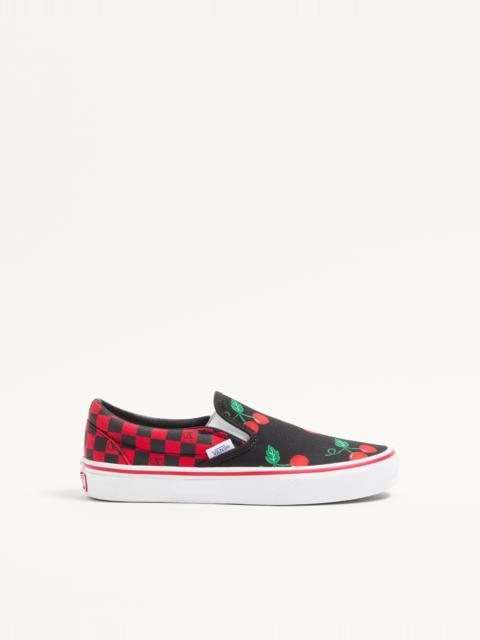 VALENTINO GARAVANI AND VANS SLIP-ON FABRIC SNEAKER WITH MAXI CHERRYFIC PRINT AND VLOGO CHECKERBOARD 