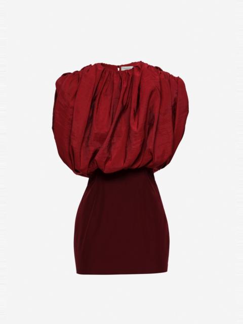 Mini dress with gathered top in red