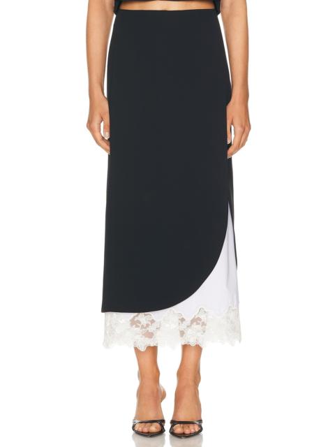 The Midi Pencil Skirt With Lace & Poplin