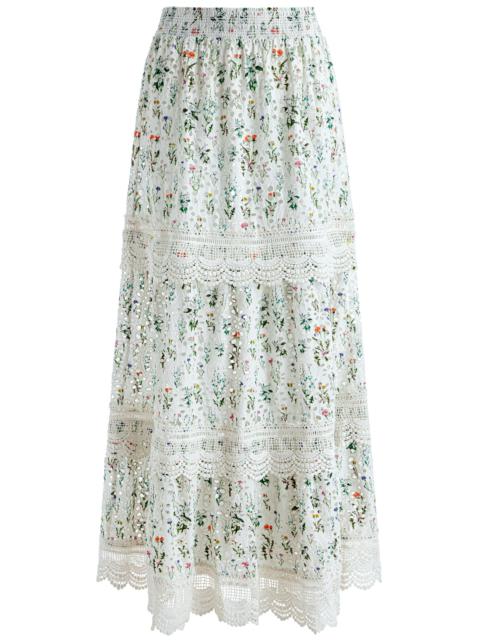 REISE EMBROIDERED TIERED MAXI SKIRT