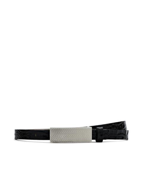 Elyse Croc-Embossed Leather Belt