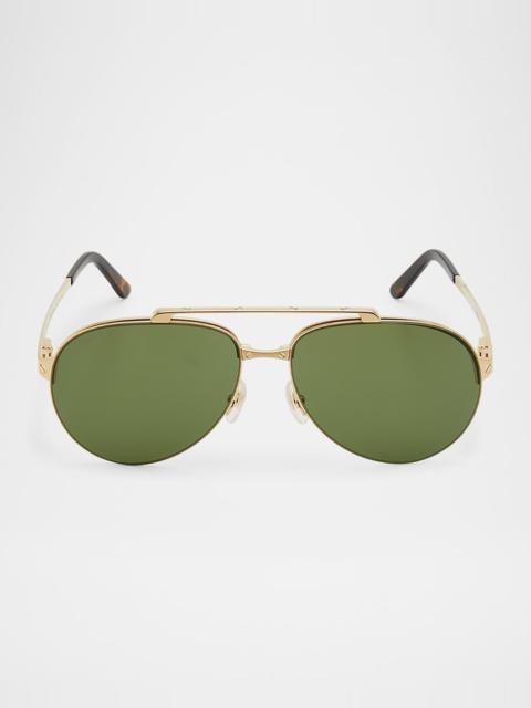 Men's Metal Double-Bridge Aviator Sunglasses