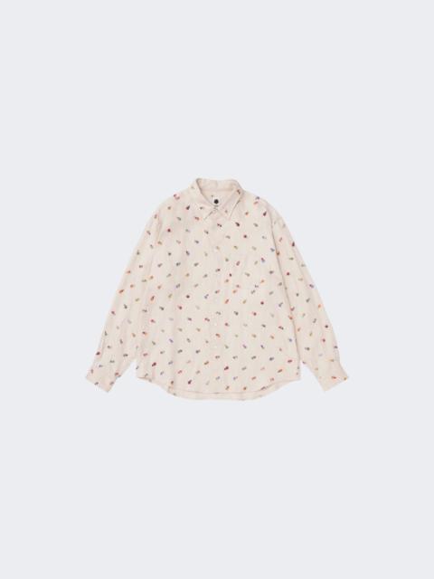 Floral Embroidered Overshirt Cream