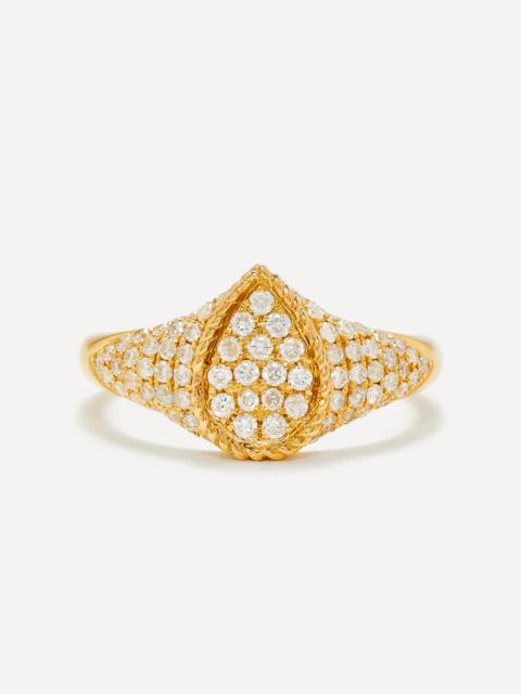 9ct Gold Berlingot Diamond Baby Pear Signet Ring