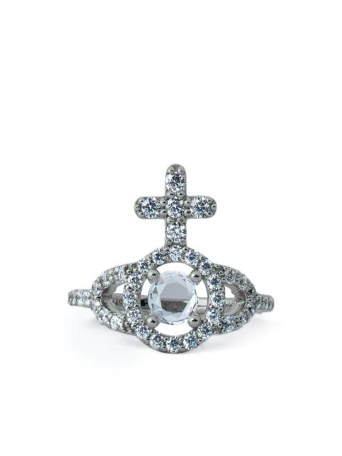 cross orb crystal ring