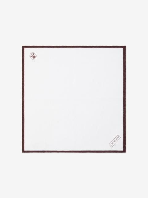 White and burgundy linen pocket square