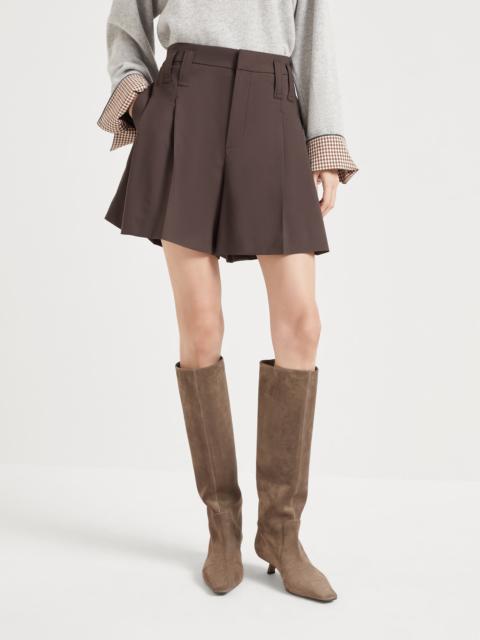 Tropical luxury wool formal shorts with monili