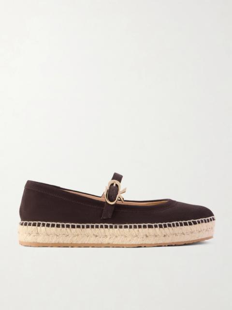 Elda Suede Espadrille Mary Jane Flats