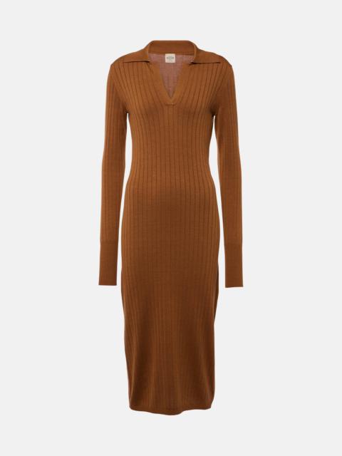 Ribbed-knit silk and cotton midi dress