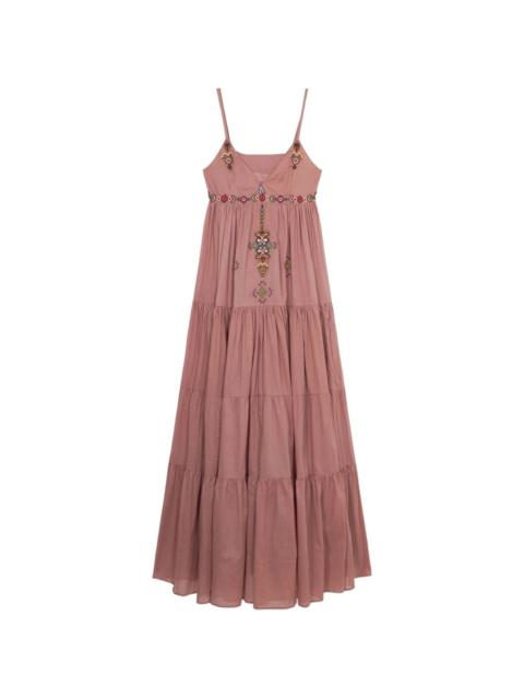 Amelie beaded tiered maxi dress