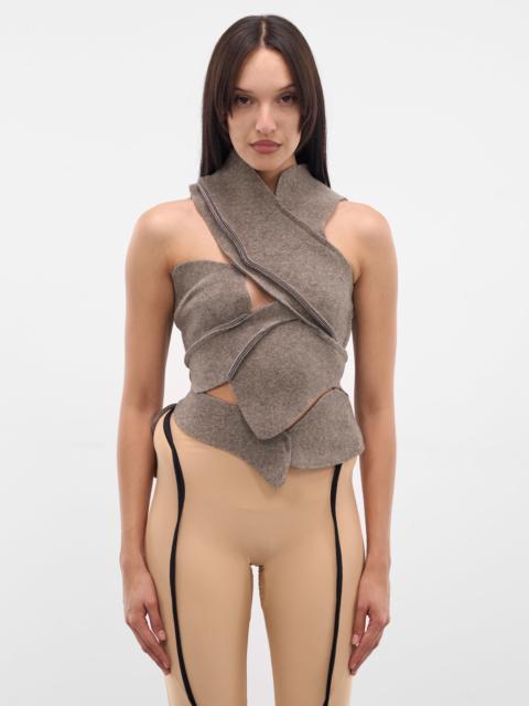 Beige Knit Felted Scuba Top