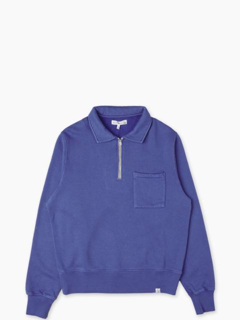 MERZ B. SCHWANEN ZIPC01 ZIP COLLAR SWEATSHIRT WASHED BLUE