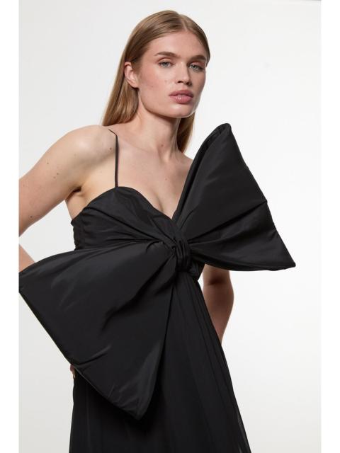 Taffeta Bow Detail Woven Maxi Dress