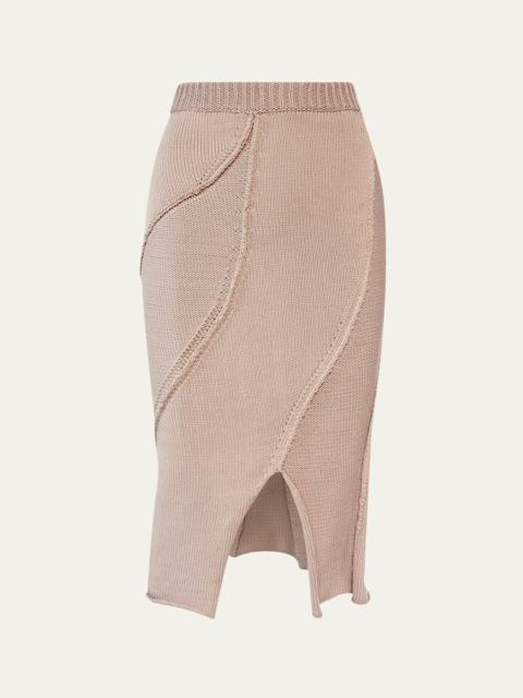 Eddy Diagonal Knit Slit Skirt