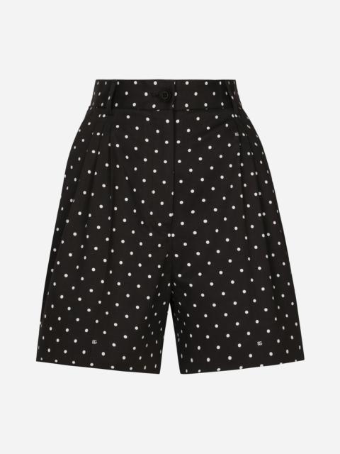 Polka-dot cotton shorts