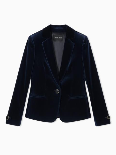 SINGLE-BREASTED JACKET IN STRETCH VELVET
