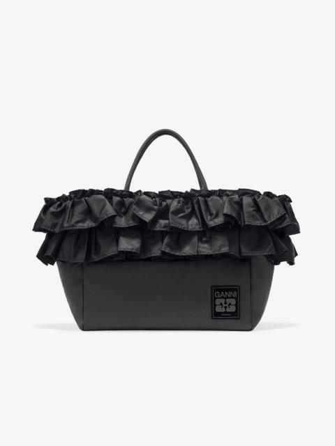 BLACK XXL RUFFLE TOTE
