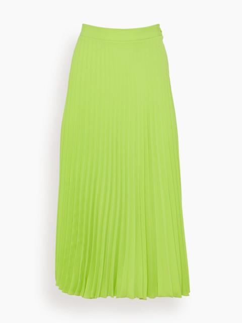 Pleated Midi Skirt in Neon Green