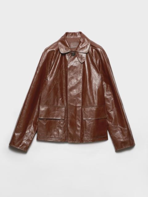 Vintage-look leather blouson jacket