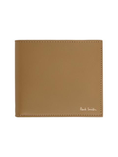 Brown Leather 'Signature Stripe' Interior Billfold Coin Wallet