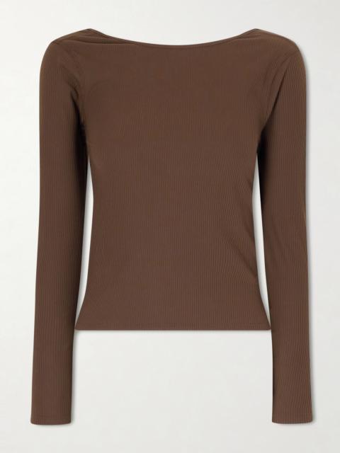 Ribbed Scoop-back Yoga Long-sleeve Shirt