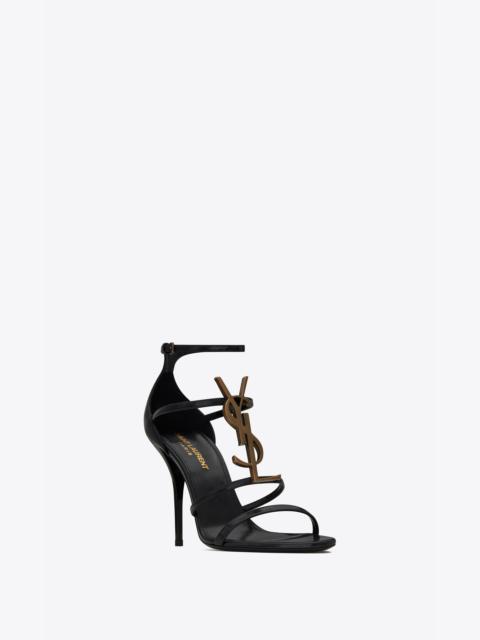 cassandra sandals in smooth leather with gold-tone monogram