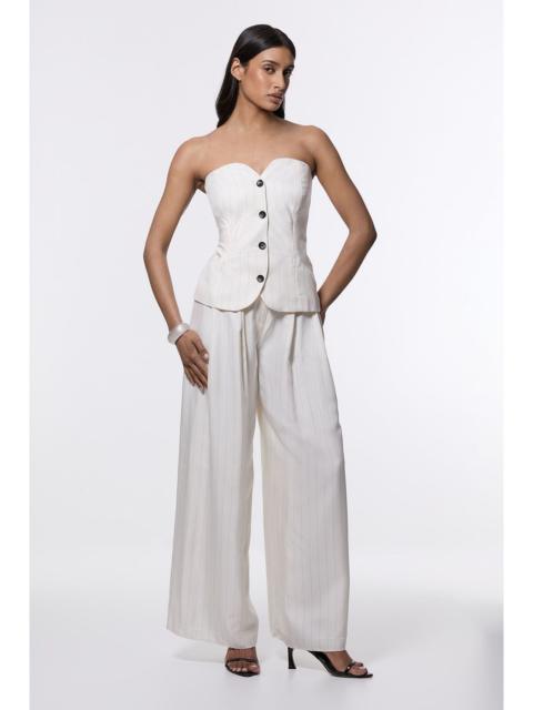 Pinstripe Bandeau Corserted Tailored Wide Leg Jumpsuit