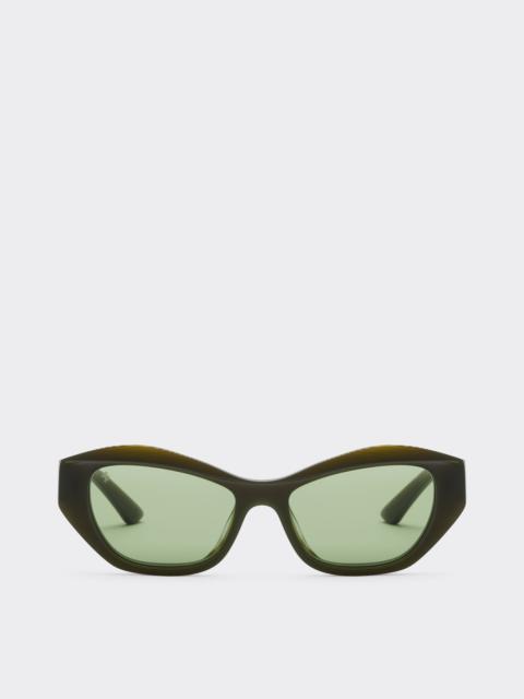 Ferrari sunglasses in  green striped acetate  with solid green lenses