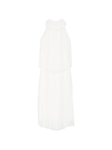 pleated layered maxi dress