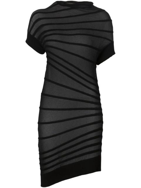 asymmetric sheer striped dress