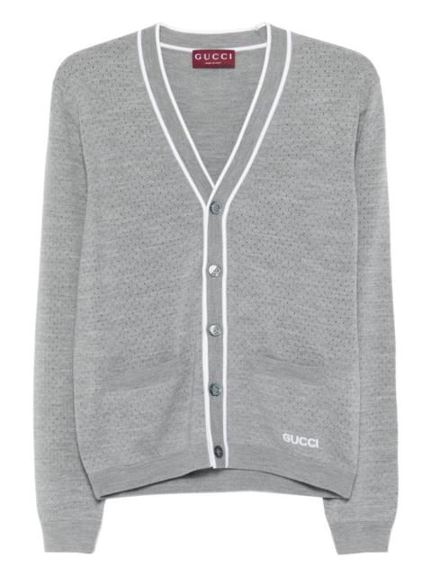 embroidered-logo cardigan