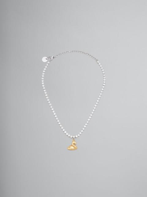 RHINESTONE CHAIN NECKLACE WITH SWAN CHARM