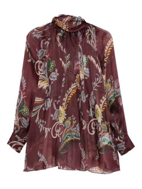 paisley-print silk blouse