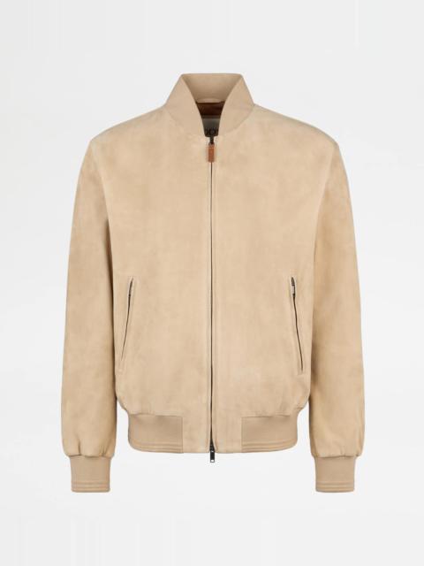 PASHMY BOMBER JACKET IN SUEDE - BEIGE