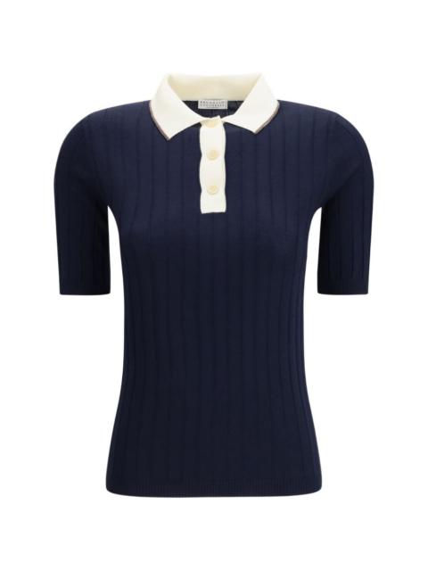 ribbed button polo top