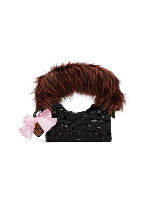 Black Furry Baguette Ceramic Bag